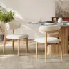Modern Natural Boucle Dining Chair with Rubber Wood Legs, 1 Piece