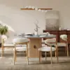 Modern Natural Boucle Dining Chair with Rubber Wood Legs, 1 Piece