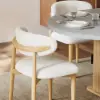 Modern Natural Boucle Dining Chair with Rubber Wood Legs, 1 Piece
