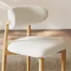 Modern Natural Boucle Dining Chair with Rubber Wood Legs, 1 Piece