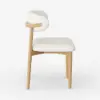 Modern Natural Boucle Dining Chair with Rubber Wood Legs, 1 Piece