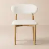 Modern Natural Boucle Dining Chair with Rubber Wood Legs, 1 Piece