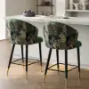 Arcora Green Velvet Counter Stool with Upholstered, 2 Pieces