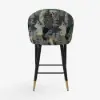 Arcora Green Velvet Counter Stool with Upholstered, 6 Pieces