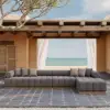 Resaro Outdoor 4-Piece Teak Modular Sectional Set for 5 in Gray (160")