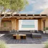 Resaro Outdoor 4-Piece Teak Modular Sectional Set for 5 in Gray (160")
