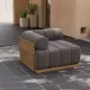 Resaro Outdoor 4-Piece Teak Modular Sectional Set for 5 in Gray (160")