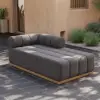 Resaro Outdoor 4-Piece Teak Modular Sectional Set for 5 in Gray (160")