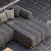 Resaro Outdoor 4-Piece Teak Modular Sectional Set for 5 in Gray (160")