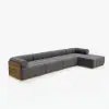 Resaro Outdoor 4-Piece Teak Modular Sectional Set for 5 in Gray (160")