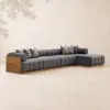 Resaro Outdoor 4-Piece Teak Modular Sectional Set for 5 in Gray (160")