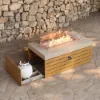 Tevara Outdoor 120 cm Propane Smokeless Aluminium Rectangular Fire Pit Table in Sand