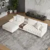 Vewal 126-inch L-Shaped Boucle Modular Sectional Sofa with Chaise & Ottoman