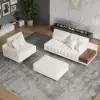 Vewal 126-inch L-Shaped Boucle Modular Sectional Sofa with Chaise & Ottoman