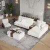 Vewal 126-inch L-Shaped Boucle Modular Sectional Sofa with Chaise & Ottoman