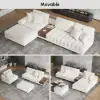 Vewal 126-inch L-Shaped Boucle Modular Sectional Sofa with Chaise & Ottoman