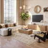 Aura 47" Ash Wood Slatted Coffee Table with Sintered Stone Top – Natural