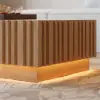 Aura 47" Ash Wood Slatted Coffee Table with Sintered Stone Top – Natural