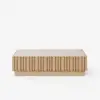 Aura 47" Ash Wood Slatted Coffee Table with Sintered Stone Top – Natural