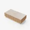 Aura 47" Ash Wood Slatted Coffee Table with Sintered Stone Top – Natural