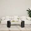 43" Japandi Oval Travertine Stone Top Coffee Table – Black