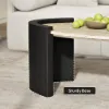 43" Japandi Oval Travertine Stone Top Coffee Table – Black