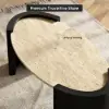 43" Japandi Oval Travertine Stone Top Coffee Table – Black