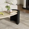 43" Japandi Oval Travertine Stone Top Coffee Table – Black