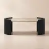 43" Japandi Oval Travertine Stone Top Coffee Table – Black