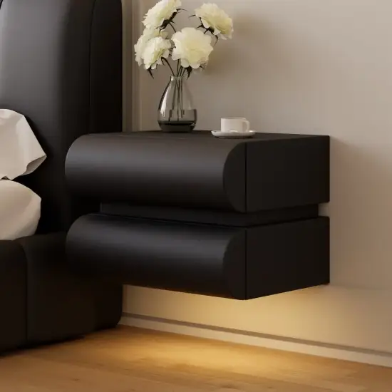 Humply Leather Floating Smart Bedside Table with Drawer – 41cm