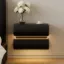 Humply Floating Leather 2-Drawer Smart LED Bedside Table with Sintered Stone Top – AUD-H2543