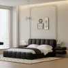 Humply Floating Leather 2-Drawer Smart LED Bedside Table with Sintered Stone Top – AUD-H2543