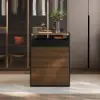 Saddle Leather 7-Dresser Walk-In Closet Island with Light & Jewelry Display – AUD-H2544