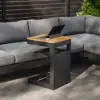 Tevara Outdoor Teak Aluminium Dark Grey Side Table with Solar Light (17")