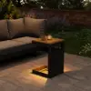 Tevara Outdoor Teak Aluminium Dark Grey Side Table with Solar Light (17")