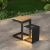 Tevara Outdoor Teak Aluminium Dark Grey Side Table with Solar Light (17")