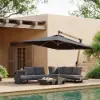 Tevara Outdoor Teak Aluminium Dark Grey Side Table with Solar Light (17")
