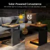 Tevara Outdoor Teak Aluminium Dark Grey Side Table with Solar Light (17")