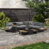 Tevara Outdoor Teak Aluminium Dark Grey Side Table with Solar Light (17")