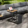 Tevara Outdoor Teak Aluminium Dark Grey Side Table with Solar Light (17")