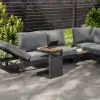 Tevara Outdoor Teak Aluminium Dark Grey Side Table with Solar Light (17")
