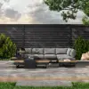 Tevara Outdoor Teak Aluminium Dark Grey Side Table with Solar Light (17")