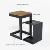 Tevara Outdoor Teak Aluminium Dark Grey Side Table with Solar Light (17")