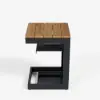 Tevara Outdoor Teak Aluminium Dark Grey Side Table with Solar Light (17")