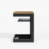 Tevara Outdoor Teak Aluminium Dark Grey Side Table with Solar Light (17")