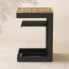 Tevara Outdoor Teak Aluminium Dark Grey Side Table with Solar Light (17")