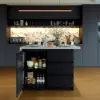 Modern 127 cm Glossy Sintered Stone Kitchen Island with Storage, White & Black