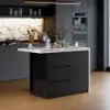 Modern 127 cm Glossy Sintered Stone Kitchen Island with Storage, White & Black