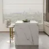 Modern 127 cm Glossy Sintered Stone Kitchen Island with Storage, White & Black