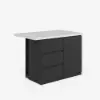 Modern 127 cm Glossy Sintered Stone Kitchen Island with Storage, White & Black